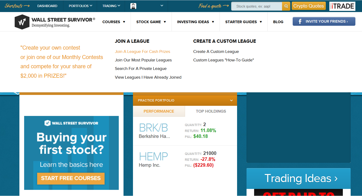 Free Stock Market Game Wall Street Survivor