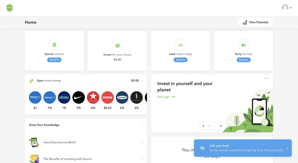 Acorns Dashboard