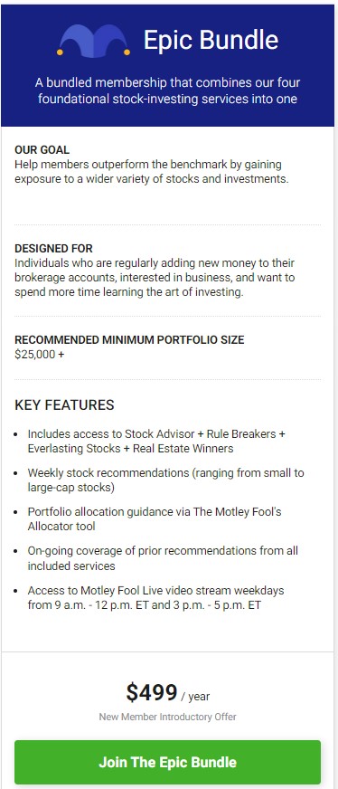 Motley Fool Epic Bundle Features