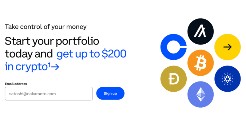 $200 Sign up on Coinbase