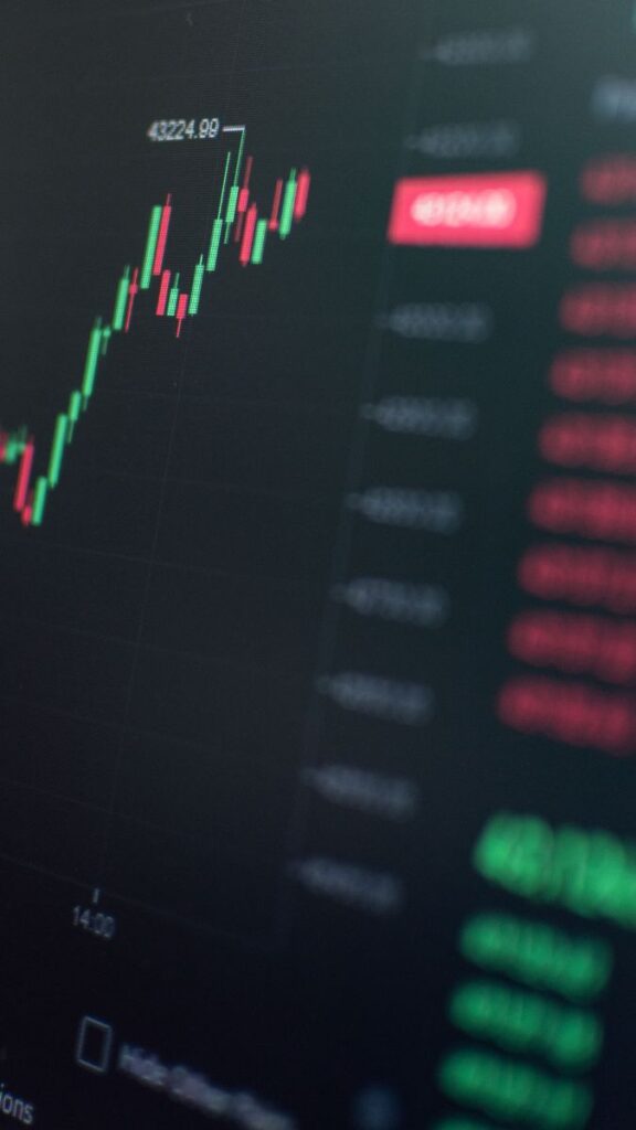 Candlestick chart on a trading platform for paper trading practice