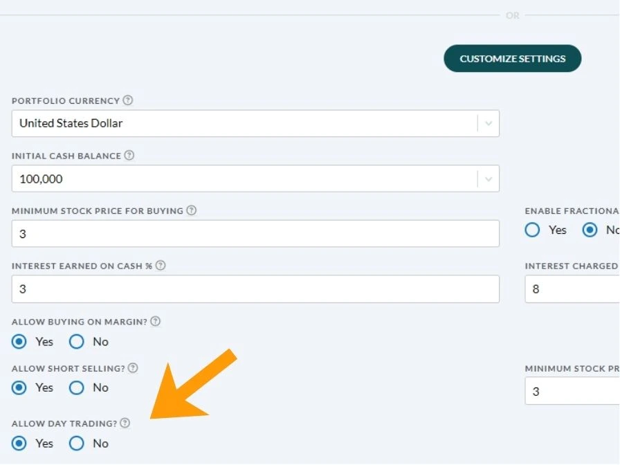 Create a day trading challenge