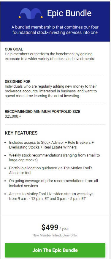 Motley Fool Epic Bundle Key Features
