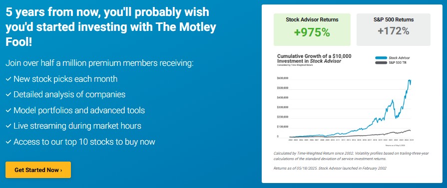 Motley Fool Performance 5 years from now as of May 18, 2025