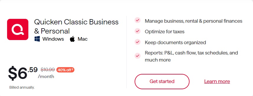 Quicken Classic Business & Personal Pricing