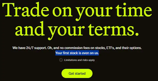 Robinhood Free Stock Promo Landing Page as of May 30, 2025