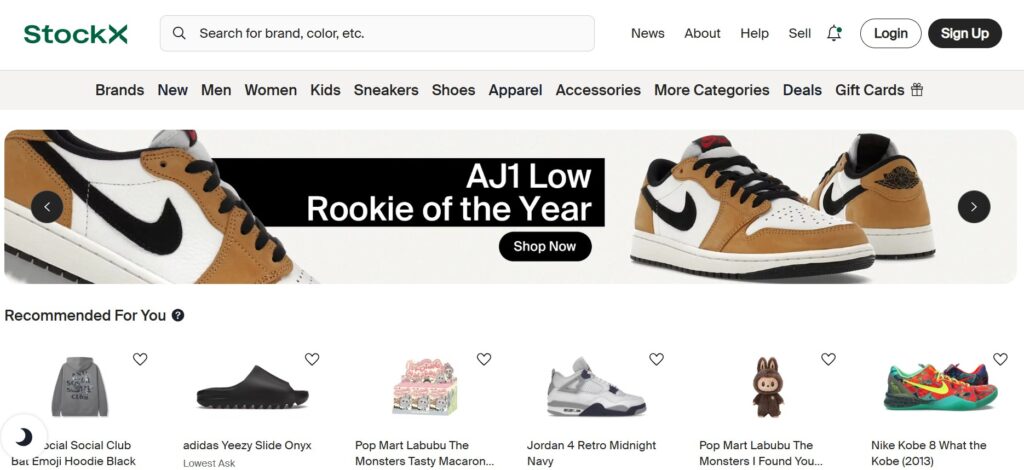 StockX Home Page