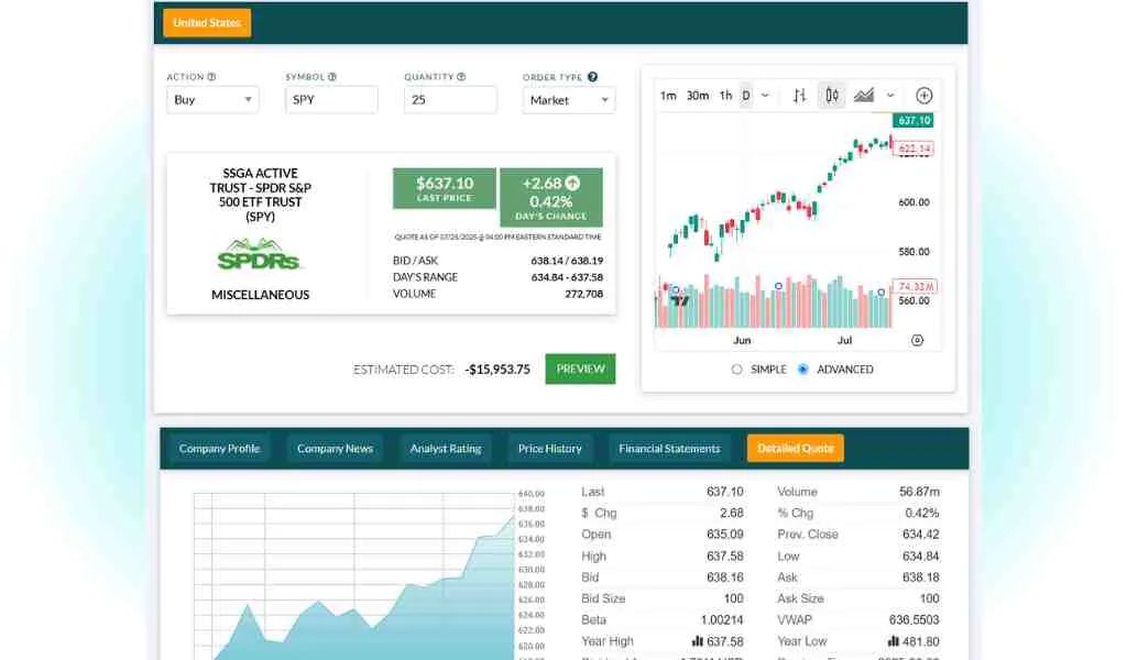 Trading Page & Detailed Quote