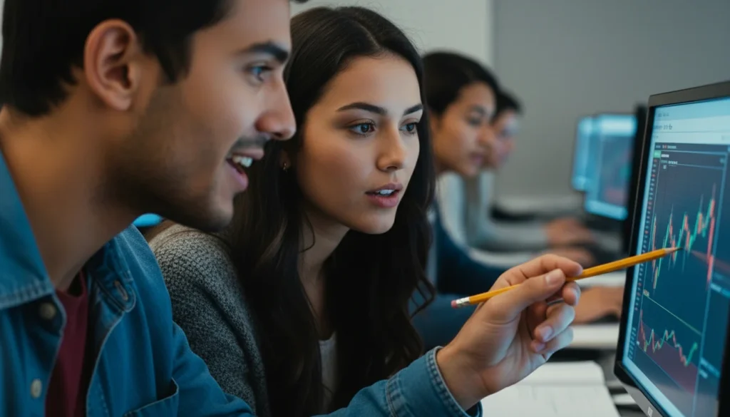 finance students using stock market simulator