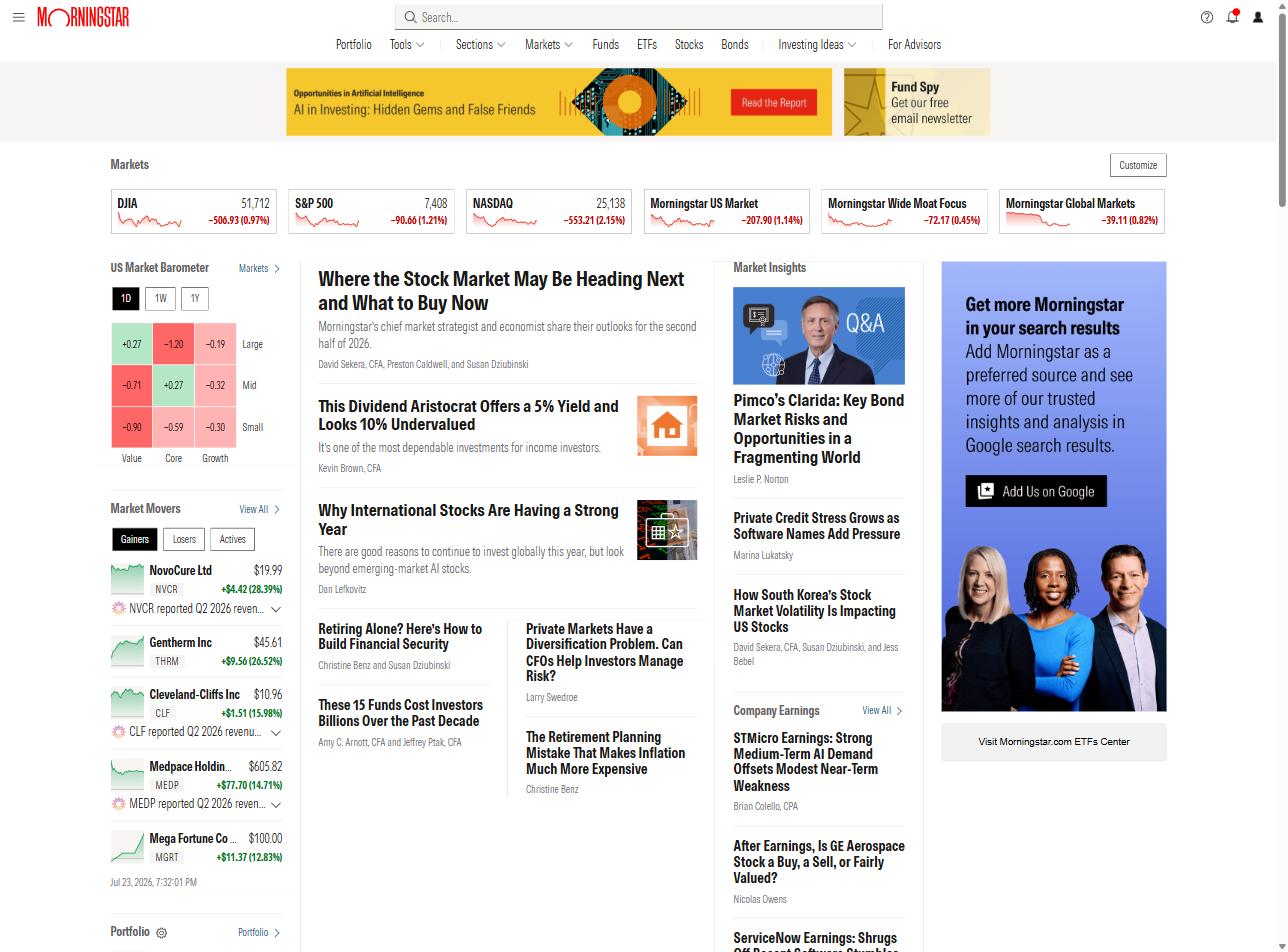 morningstar dashboard