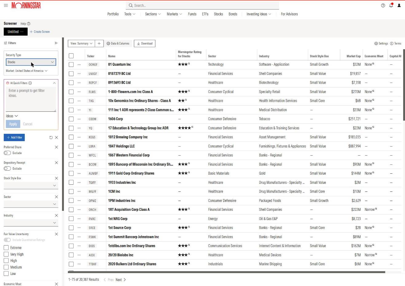 stock screener