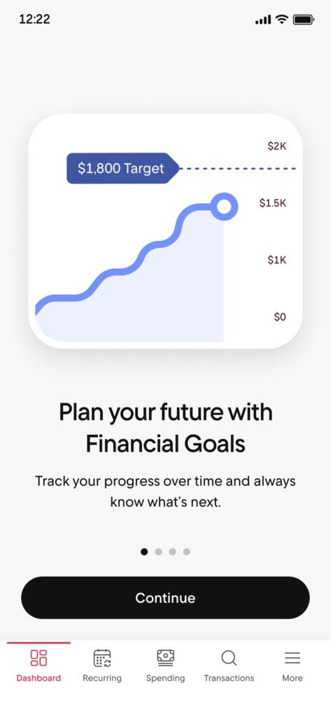 Rocket Money Financial Goals screen showing automated savings progress